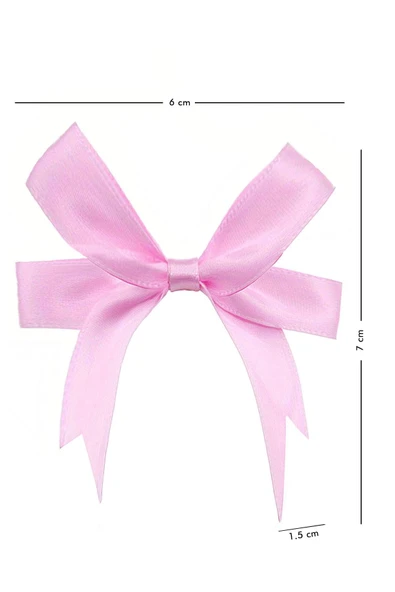 10 Adet Pembe Saten Fiyonk Süsleme Kurdele Seti - 3