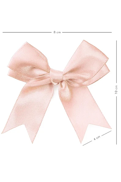 10 Adet Pudra Pembe Saten Fiyonk Süsleme Kurdele Seti - 2