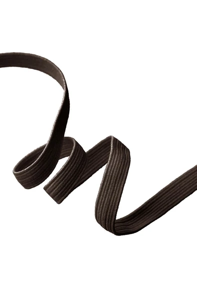 Kahverengi 12 mm 5 mt Dayanıklı Sert Yassı Elastik Şerit Lastik - Resim 3