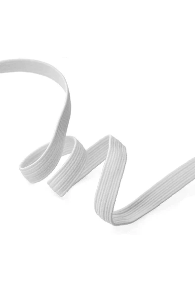 Beyaz 6 mm 5 mt Dayanıklı Sert Yassı Elastik Şerit Lastik - Resim 3