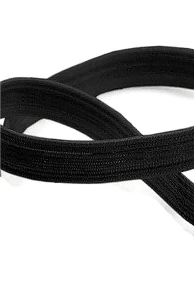 Siyah 20 mm 5 mt Dayanıklı Sert Yassı Elastik Şerit Lastik - 2