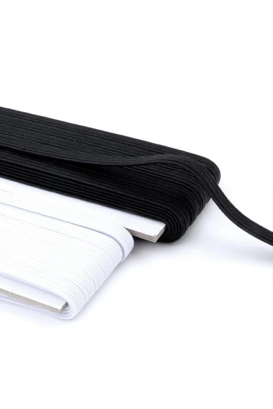 Siyah 6 mm 5 mt Dayanıklı Sert Yassı Elastik Şerit Lastik - 3