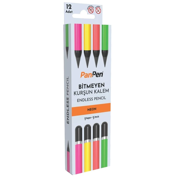 Panda Panpen Neon Serisi Bitmeyen Kurşun Kalem (PAN721) 12 Adet - Resim 2