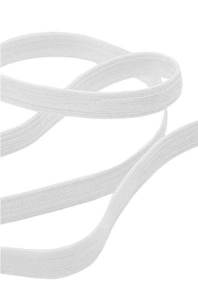 Beyaz 12 mm 5 mt Dayanıklı Sert Yassı Elastik Şerit Lastik ürün görseli