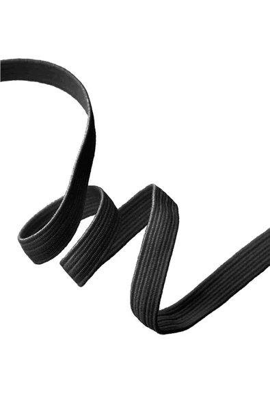 Siyah 20 mm 5 mt Dayanıklı Sert Yassı Elastik Şerit Lastik