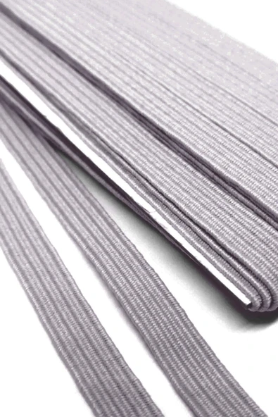 Gri 6 mm 5 mt Dayanıklı Sert Yassı Elastik Şerit Lastik - Resim 3