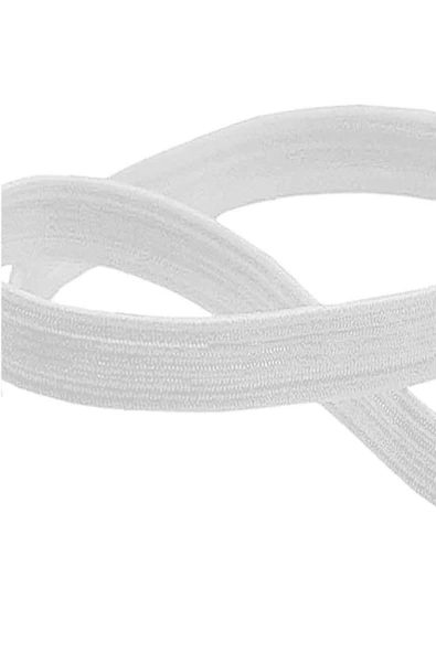 Beyaz 20 mm 5 mt Dayanıklı Sert Yassı Elastik Şerit Lastik - Resim 2