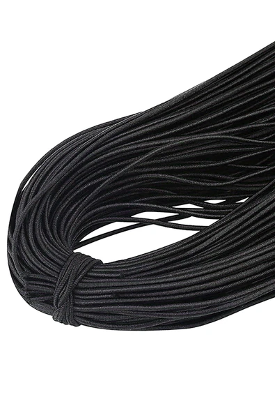 Siyah 5 Metre 2 mm Yuvarlak Lastik - 3