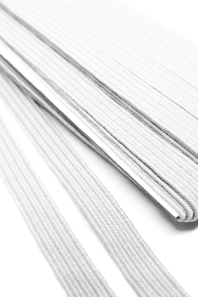 Beyaz 6 mm 5 mt Dayanıklı Sert Yassı Elastik Şerit Lastik - Resim 2