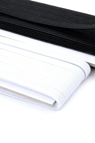 Beyaz 6 mm 5 mt Dayanıklı Sert Yassı Elastik Şerit Lastik - Resim 4