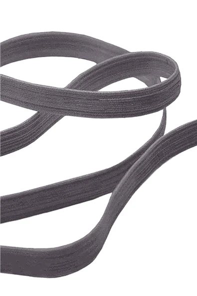 Koyu Gri 12 mm 5 mt Dayanıklı Sert Yassı Elastik Şerit Lastik