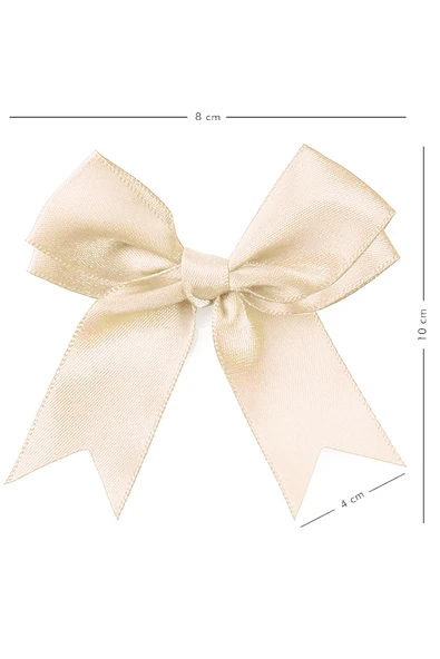 10 Adet Ekru Saten Fiyonk Süsleme Kurdele Seti - Resim 2