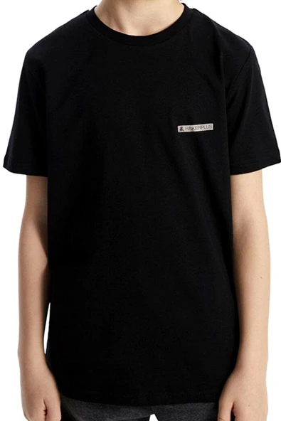 Rakerplus Siyah %100 Pamuk Unisex Kısa Kollu Çocuk Tişört - Resim 8