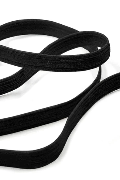 Siyah 12 mm 5 mt Dayanıklı Sert Yassı Elastik Şerit Lastik