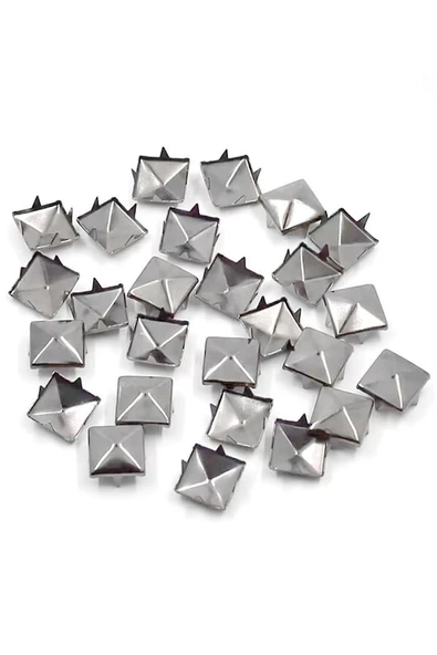 Süs Tırnaklı Çakma Kare Piramit 10mm 20 Adet Metal Trok - Resim 2