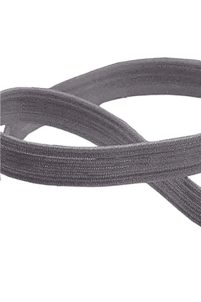 Koyu Gri 12 mm 5 mt Dayanıklı Sert Yassı Elastik Şerit Lastik - 2