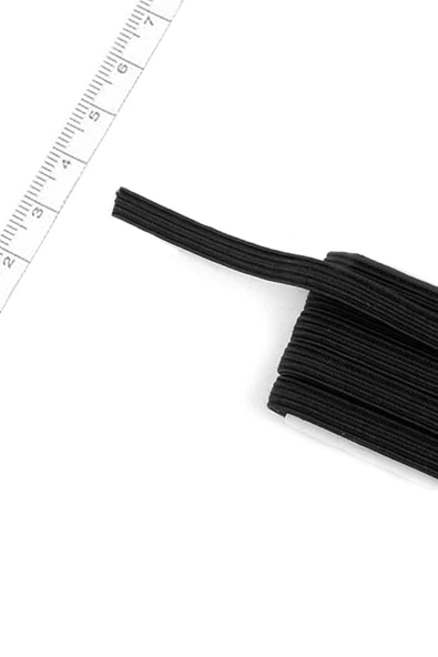 Siyah 6 mm 5 mt Dayanıklı Sert Yassı Elastik Şerit Lastik - 4