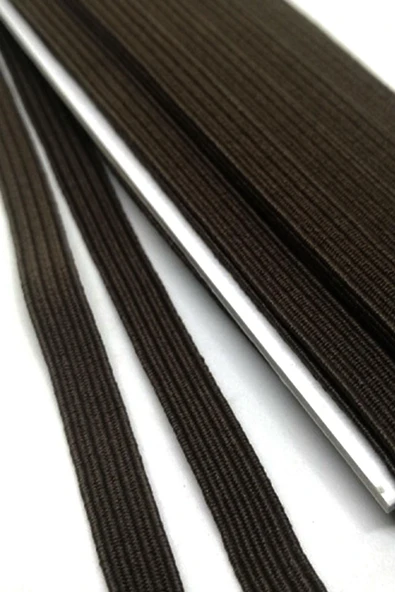 Kahverengi 6 mm 5 mt Dayanıklı Sert Yassı Elastik Şerit Lastik - Resim 2