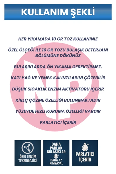 BULAŞIK MAKİNESİ PARLATICILI TOZ DETERJAN 1 KG - 4