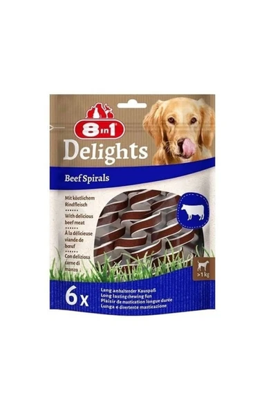 8in1  Delights Smart Spirals Biftekli Burgu Köpek Ödülü 6 Adet - 1