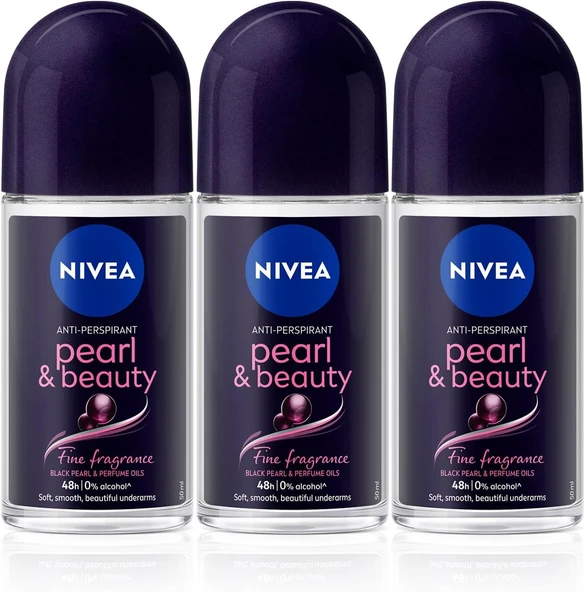 NIVEA Kadın Roll On Deodorant Pearl&Beauty Fine Fragrance,48 Saat Anti-perspirant Koruma 50ml x3 Adet ürün görseli 1