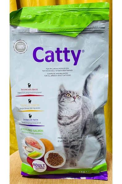 Catty kısır somonlu kedi maması 1kg açık vakum poşetli ürün görseli