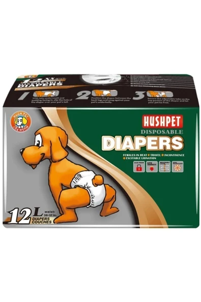Hushpet  Köpek Alt Tuvalet Bezi 12 Adet L Hush Pet Diapers Large 12'li Köpek Bezi ürün görseli