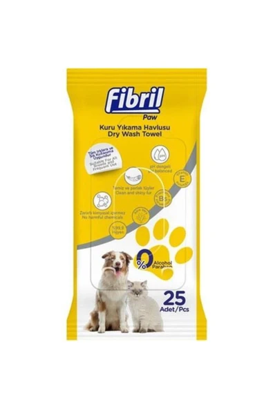 Fibril  Evcil Hayvan Kuru Yıkama Havlusu 25 Adet - 1