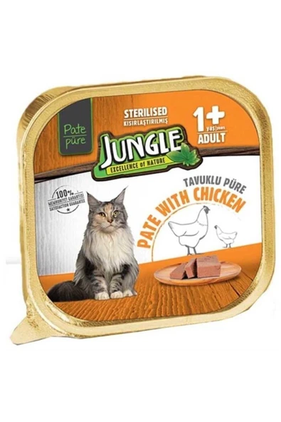 Jungle  Tavuklu Pate Yetişkin Kısırlaştırılmış Konserve Kedi Maması 100 gr - Jnga-002 - 1