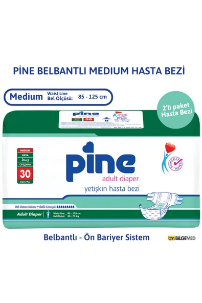 PİNE BELBANTLI MEDİUM ORTA BOY (M) HASTA BEZİ SETİ ÖN BARİYERLİ 5Lİ SET - Resim 2