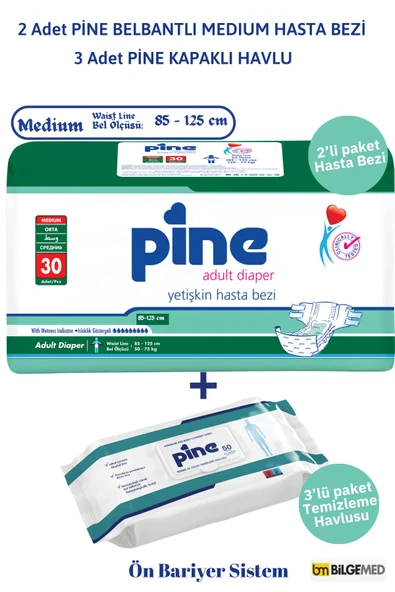 PİNE BELBANTLI MEDİUM ORTA BOY (M) HASTA BEZİ SETİ ÖN BARİYERLİ 5Lİ SET ürün görseli 1