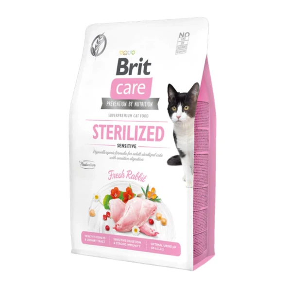 Brit Care Hipoalerjenik Sindirim Sistemi Destekleyici Tavşanlı Tahılsız Kısırlaştırılmış Kedi Maması 2 Kg - 1