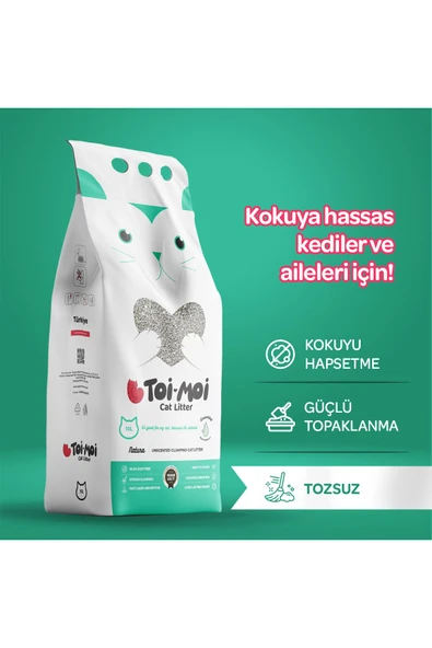 Toi Moi  Kokuya Hassas Topaklanan Tozsuz Kokusuz Bentonit Kedi Kumu 10lt ürün görseli