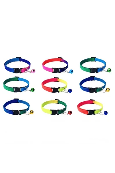 Ans  Kedi Boyun Tasması Gökkuşağı Desenli Çanlı 1 Cm*20-32 Cm Renkli - 2