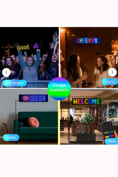 QASUL Pixel Led Panel Dijital Ekran Yazı Ve Animasyon Eklenebilen Telefon Kontrollü Yapışkanlı 170CM - 7