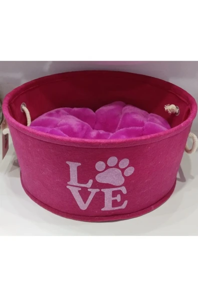 İmparator  Keçe Kedi Köpek Yatak Love Pembe 18 Cm Yukseklik - 63 Cm Genişlik
