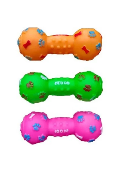 LoraPati  KÖPEK KEDİ SESLİ DUMBEL PLASTİK PATİ DESENLİ OYUNCAK - 1