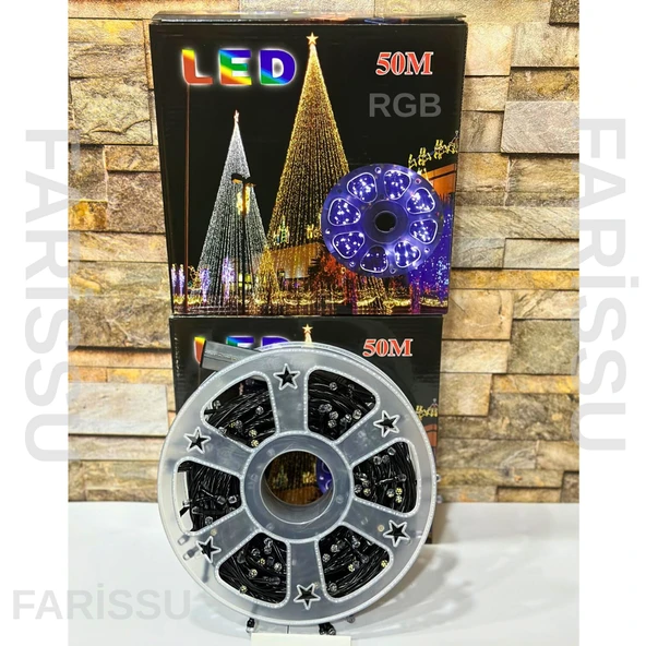 50 Metre RGB Renkli LED Işık Zinciri – Dış Mekan Uyumlu, 8 Modlu Fişli Dekoratif Aydınlatma