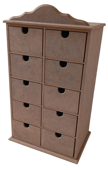 MDF 10 Çekmeceli Boyanabilir Takı, Aksesuar Dolabı ürün görseli 1