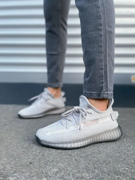 JET-305 Pulse Bağcıklı Triko Kumaş Erkek Günlük Spor Ayakkabı TGT - Gri - Resim 2