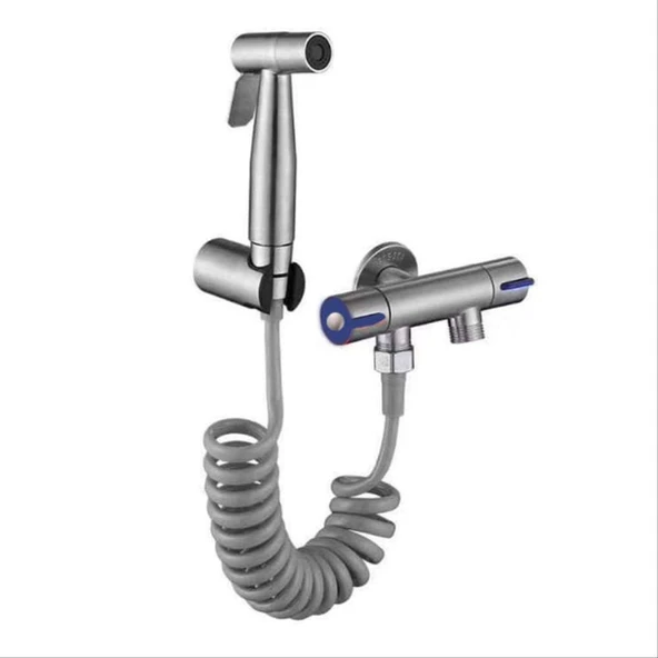 Kolay Montajlı Klozet & Banyo Temizleme Seti Basınçlı Spiral Hortumlu WC Temizleyici - 4