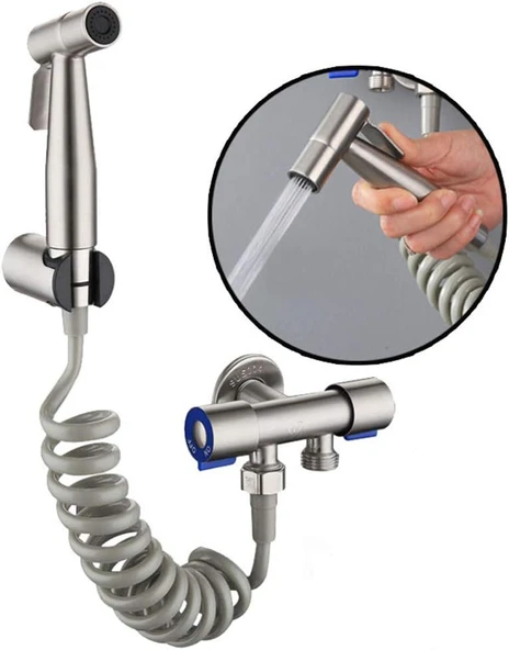 Kolay Montajlı Klozet & Banyo Temizleme Seti Basınçlı Spiral Hortumlu WC Temizleyici - 2