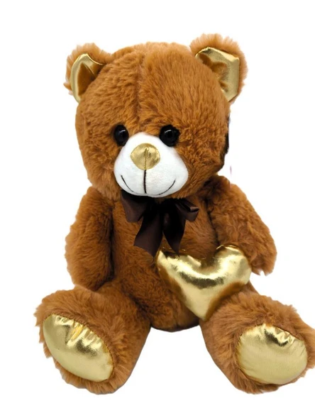 Parlak Kalpli Kahverengi Peluş Ayı 30 cm - 2