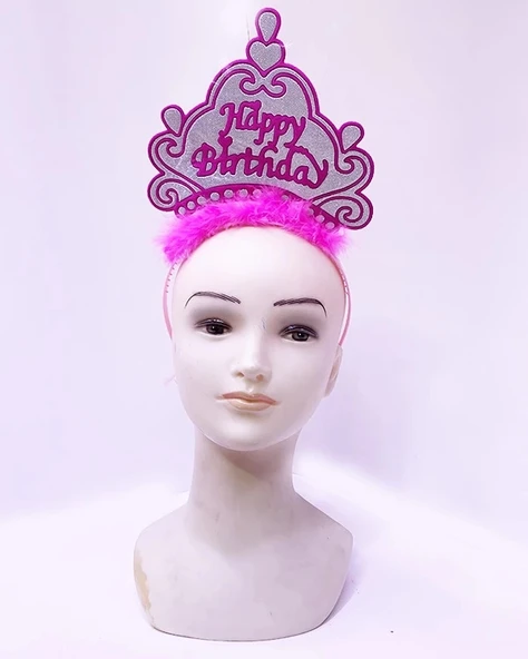 CEYLAN ADAM Nessiworld  Happy Birthday Neon Pembe Renk Doğum Günü Tacı 24x15 cm ürün görseli 1