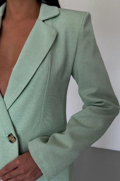 KETEN CEKET - PANTOLON TAKIM - Mint - Resim 4