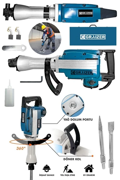 Graizer 5800 Pro 17 Kg Büyük Tip Kırıcı Hilti 70 Joule Taşıma Çantalı - 2