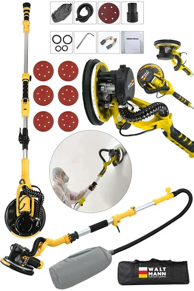 WaltMann 360'Ledli 1100W Pro Alçıpan Duvar Zımpara Makinası Toz Emmeli ürün görseli