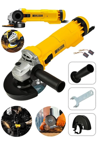 Graizer 750w Avuç Taşlama Makinesi 125mm Bakır Sargılı Spiral Sarı - 2
