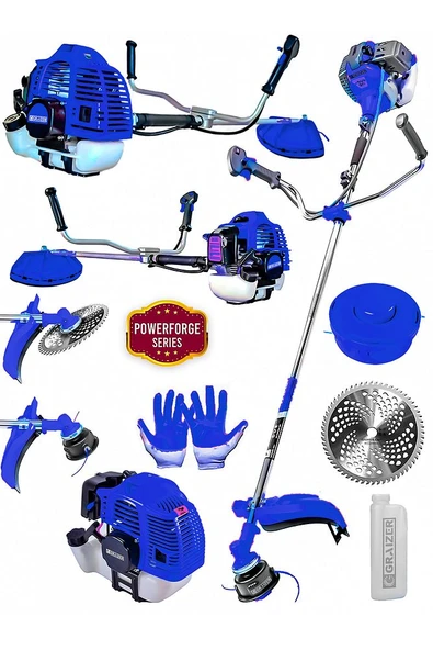 Graizer 58 Cc 11000 Rpm Yan Tipi Benzinli Ot Çalı Çim Biçme Tırpanı Mavi