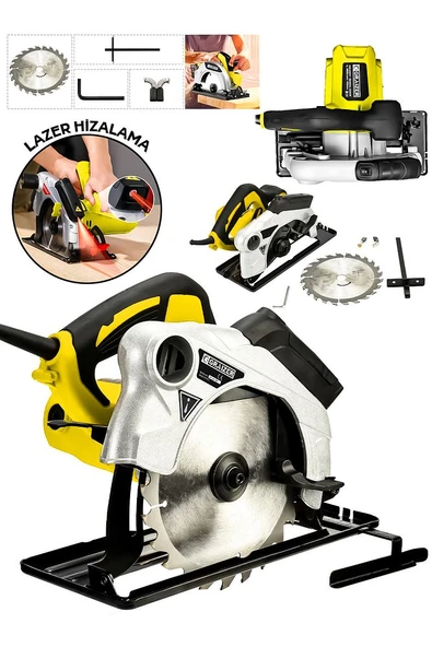 Graizer Profesyonel Elektrikli Sunta Kesme Makinası Daire Testere Sarı - 1
